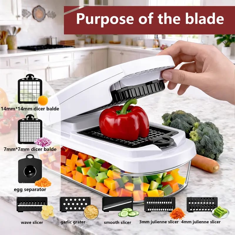 🥕🥕15-in-1 Vegetable Chopper | Multifunctional Food Cutter with Container