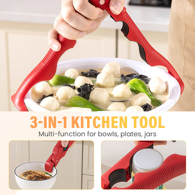 🍽️ 3-in-1 Silicone Bowl & Plate Clamp | 🍲LAST DAY 50% OFF!! | Non-Slip Grip for Food Storage & Transport | Final Chance Kitchen Helper Gift 🎅✨