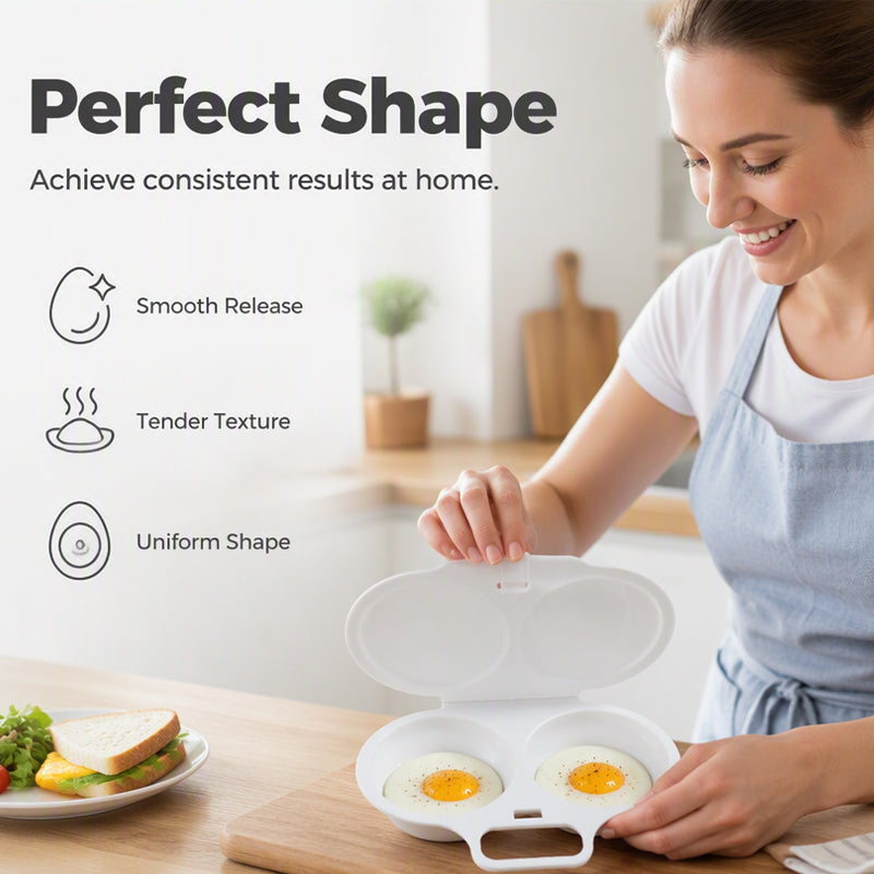 🥳2026 HOT SALE🥳💞50K+ SOLD! 🥗🎁 BUY 1 GET 1 FREE!  Microwave Egg Poacher –  Dual‑cavity, non‑stick & easy clean. Healthier than frying 🏠✅